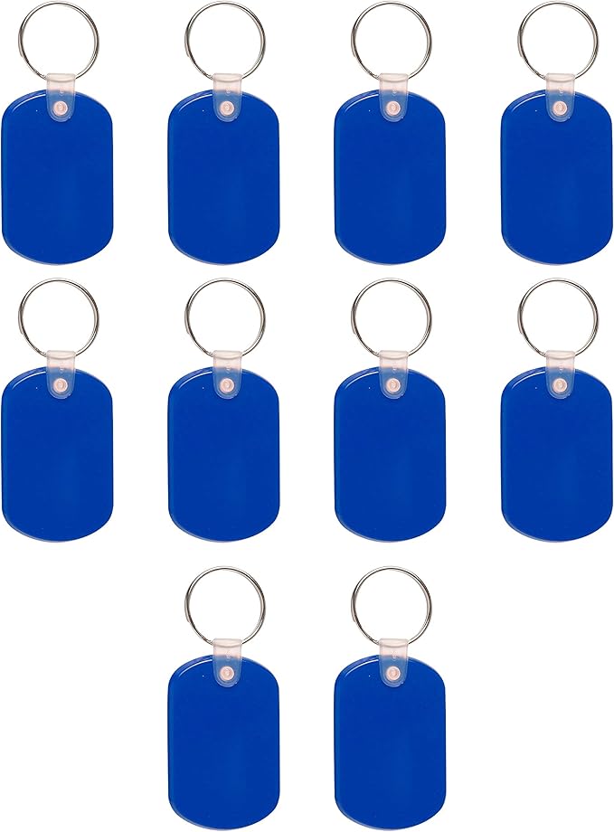 Tag Soft Plastic Keychains - 10 pack - Small Key Tag Chain For Staying Organized - Rubber Key Ring Keychain – Blue