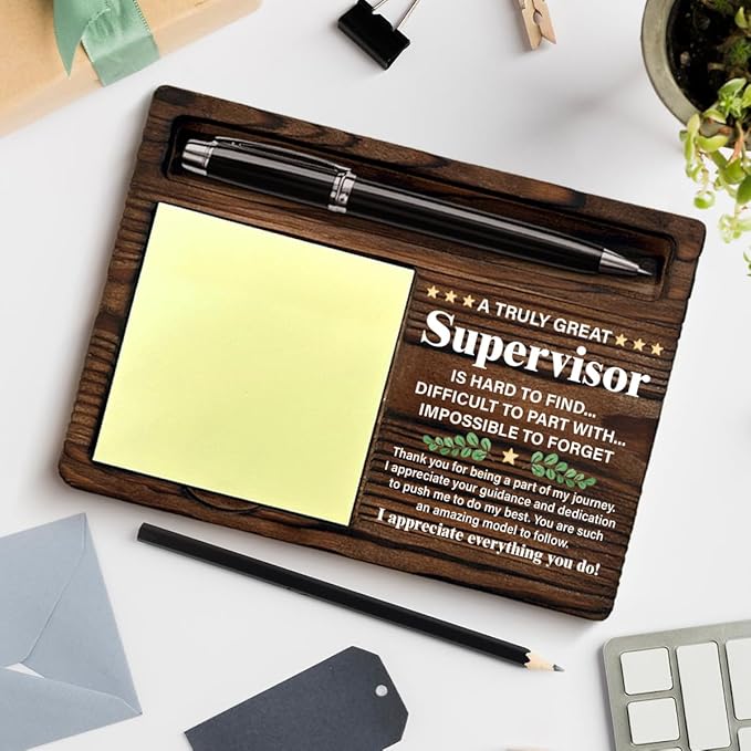 Best Supervisor Gifts for Women Men, Thank You Gifts for Supervisors Boss Leader Boss's Day Promotion Retirement Birthday, Supervisor Gift Sticky Note Holder for Office Cubicle Decor