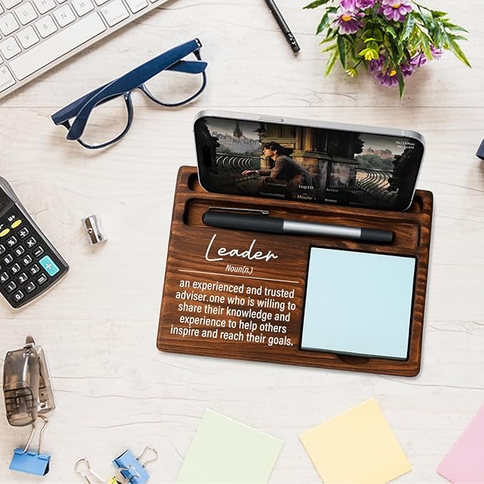 Leader Bosses Day Gifts for Women Men Manager Funny Office Decor for Women Wooden Sticky Note Holder National Boss Day Decorations Gifts for Leader Men Coworker Manager Office Desk Decor A 05