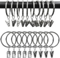 AMZSEVEN 100 Pack Metal Curtain Rings with Clips, Drapery Clips Hooks, Decorative Curtain Rod Clips 1.5 in Interior Diameter, Silver
