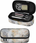 Marble Pencil Holder Bag White Fluid Texture Pencil Case College Office Organizer for Teens Adults