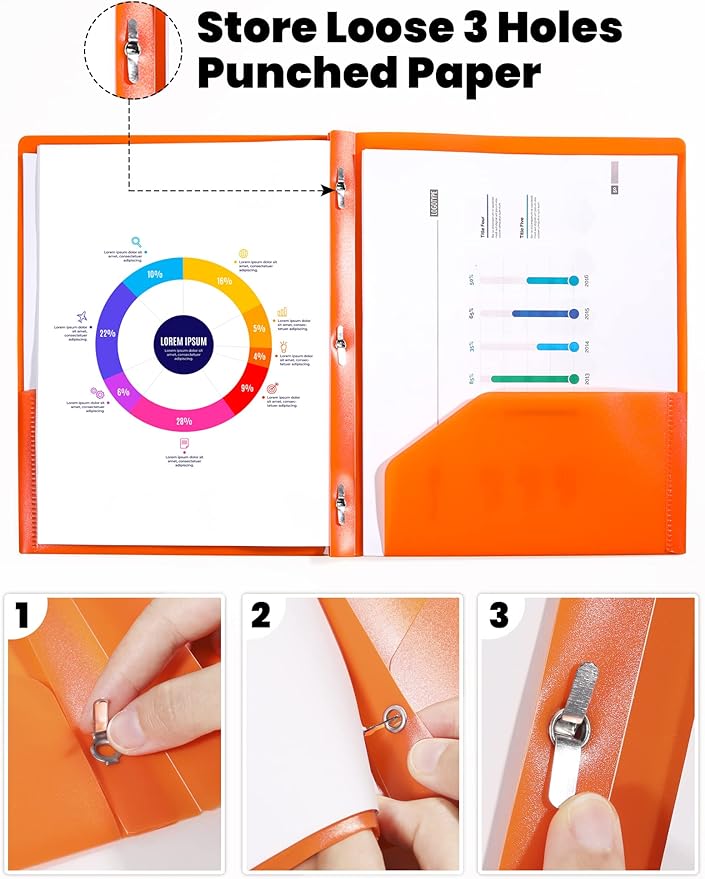 SUNEE 2 Pocket Folders with Prongs (12 Pack, Assorted Color) Plastic Folders with Pockets and Prongs Fit Letter Size, Poly Folders with Pockets for School Office Home Business