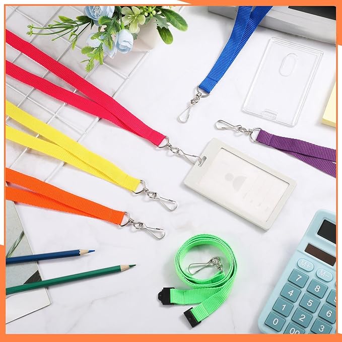 Patelai 60 Pcs Breakaway Lanyards with J Hook Bulk Flat for ID Badges Neck Badge Lanyards Card Nametag Holder Neck Straps (Multi Colors)