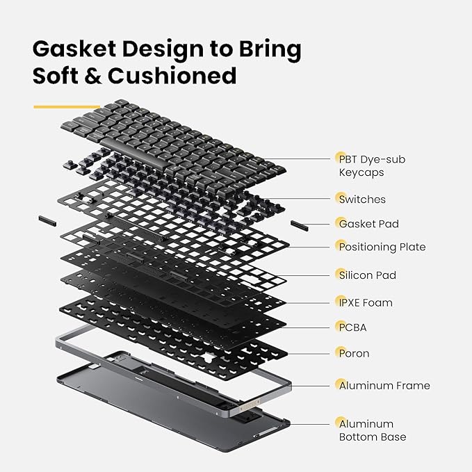 LOFREE Flow84 Low Profile Mechanical Keyboard, 75 Percent Rechargeable Wireless Keyboards with Bluetooth and Wired Connection for Windows, Mac OS/Black Phantom Tactile Switches