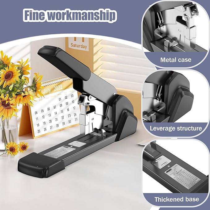 Labor-Saving Heavy Duty Stapler,240 Sheets High Capacity, Large Office Staplers,Large Industrial Stapler,3000 Staples Included,Easy to Bind.