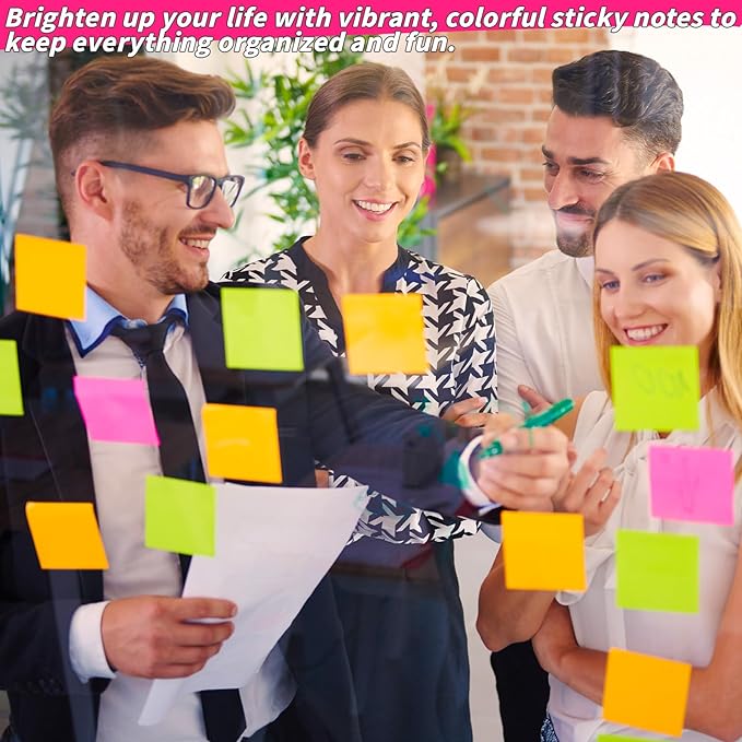 35 Pack Sticky Notes Bulk 3 x 3 In Self Stick Notes Pads Colorful Posted Note in 5 Bright Color Adhesive Paper Memo 75 Sheets/Pad Easy to Post note pad for Office Home School Notebook Wall Door Window