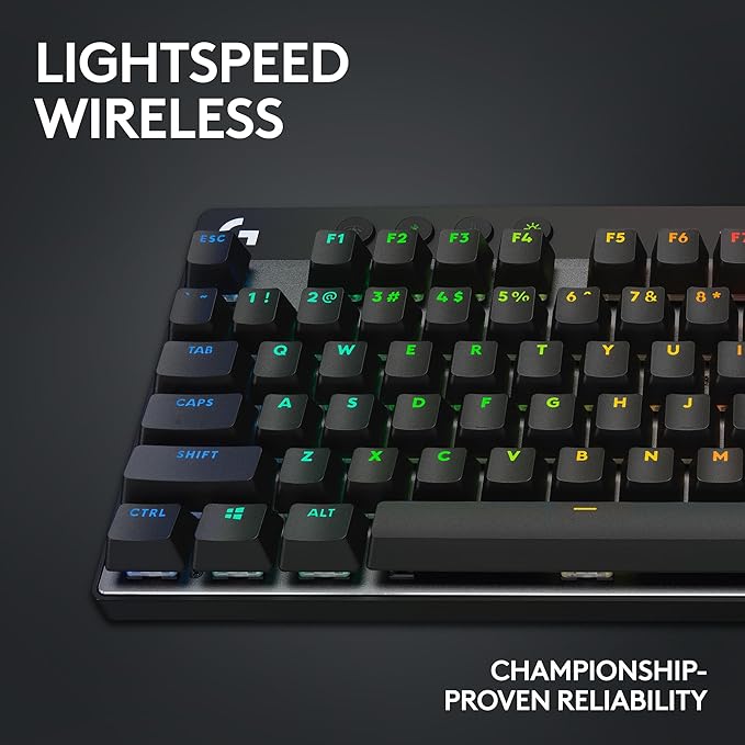 Logitech G PRO X TKL Lightspeed Wireless Gaming Keyboard, Ultra-Portable Tenkeyless Design, LIGHTSYNC RGB, PBT keycaps, Linear Switches (GX Red) - Black