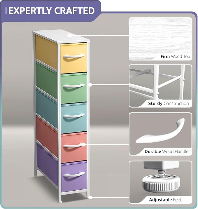 Sorbus Kids Dresser with 5 Drawers - Storage Unit Organizer Chest for Clothes - Bedroom, Kids Room, Nursery, & Closet