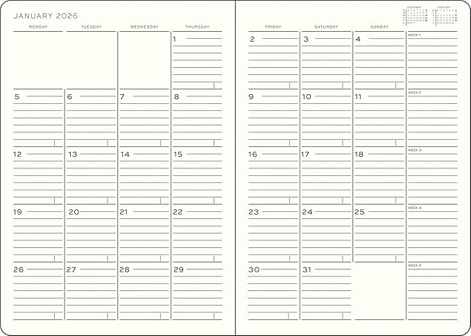 LEUCHTTURM1917 - Monthly Planner & Notebook 2026, Softcover, Composition (B5), Ruled, Dusty Rose (Nov 1, 2025 - Feb 28, 2027)