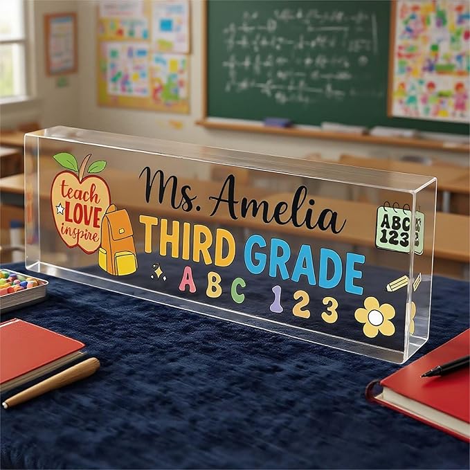 Custom Desk Name Plate, Teacher Name Plate for Desk, Office Decor for Women, Coworkers, Employee (S6)