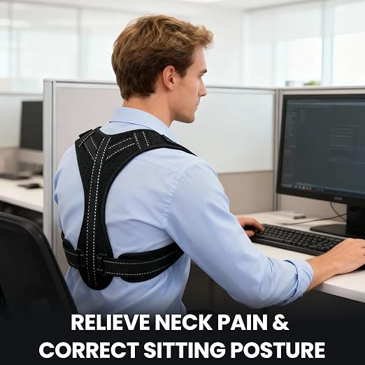 Posture Corrector for Men and Women, Adjustable Back Brace Straightener, Breathable Shoulder, Neck, Clavicle & Mid-Back Support, Relieve Slouching, Hunching, and Back Pain,One Size