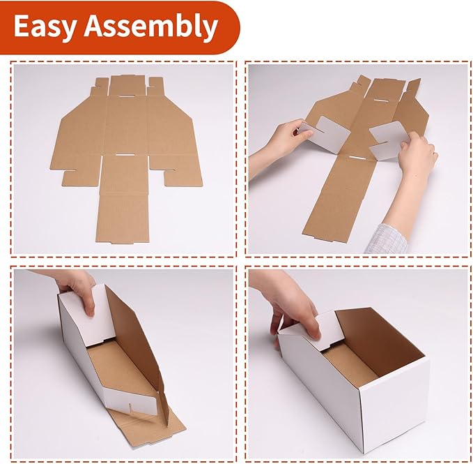 ZBEIVAN Cardboard Storage Bins Boxes 35 Packs 12x3x4.5 Inches, Easy Assembly Pantry Organizer Bins for Shelf, White