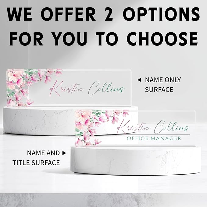 Custom Name Plate for Desk, Personalized Desk Name Plate on Clear Acrylic Glass, Appreciation Gifts for Teacher Employee Boss Coworkers Nurse, Office Desk Accessories for Women Men (Peach)