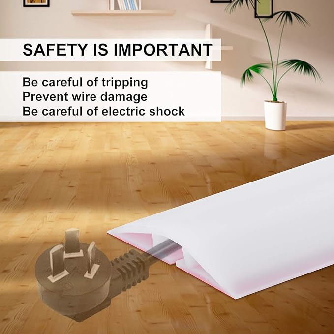 10Ft Floor Cord Cover Transparent Silicone Cable Protector Easy to Install Wire Organizer and Hider for Home, Office, Garage (Transparent-3m)