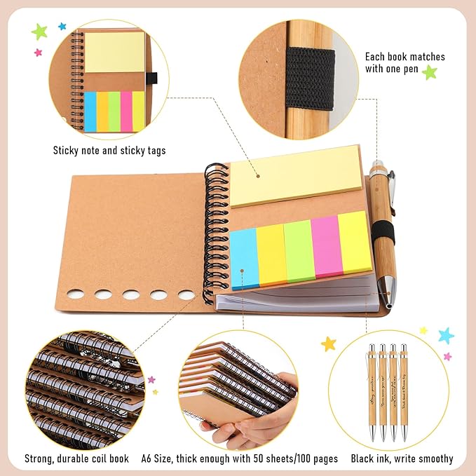 Tenceur Employee Appreciation Gifts Bulk - Inspirational Notebook with Sticky Note Motivational Pen Thank You Valentines Day Gift for Coworkers, Office Staff, Team, Nurse, Teacher(20 Sets)
