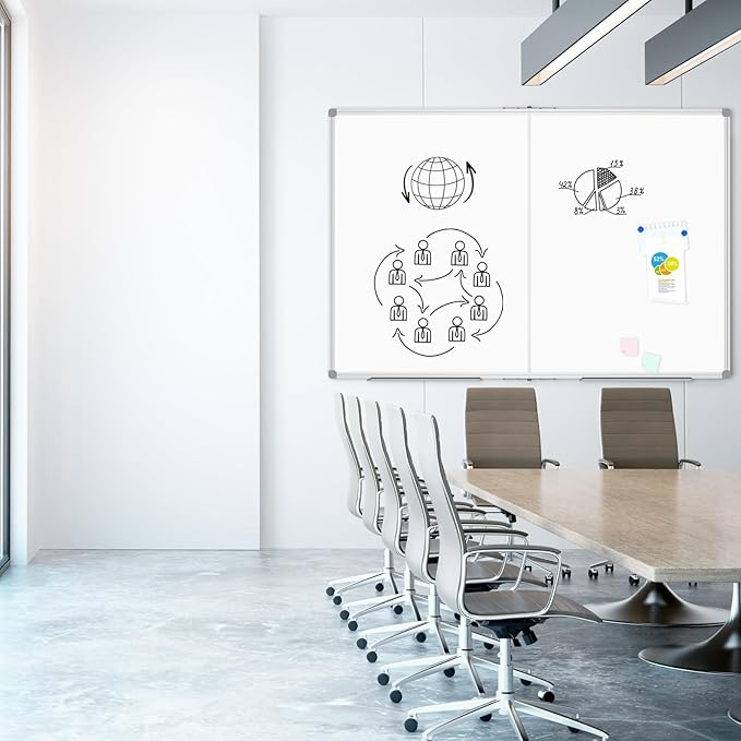 Lockways Large Magnetic Dry Erase Board 48" x 36", Foldable Wall Mounted Whiteboard| White Board with Pen Tray for Business,Team,Home Office,Home Education and Classroom