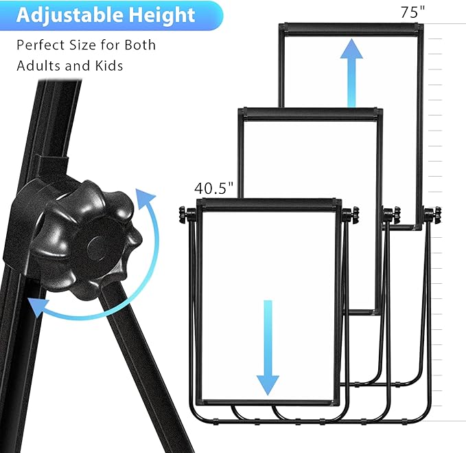 Stand White Board - 40x28 Magnetic Dry Erase Board Flipchart Board Double Sided Easel Board Portable Whiteboard for Classroom Home, Office Supplies