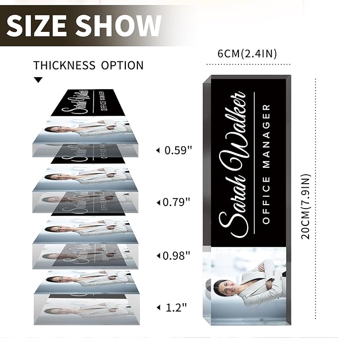 Personalized Desk Name Plate with Photo, Custom Name Plate for Desk, Office Decor for Women Men, Acrylic Desk Accessories, Office Gifts for Boss Manager Nurse Teacher, Employee Appreciation Gifts