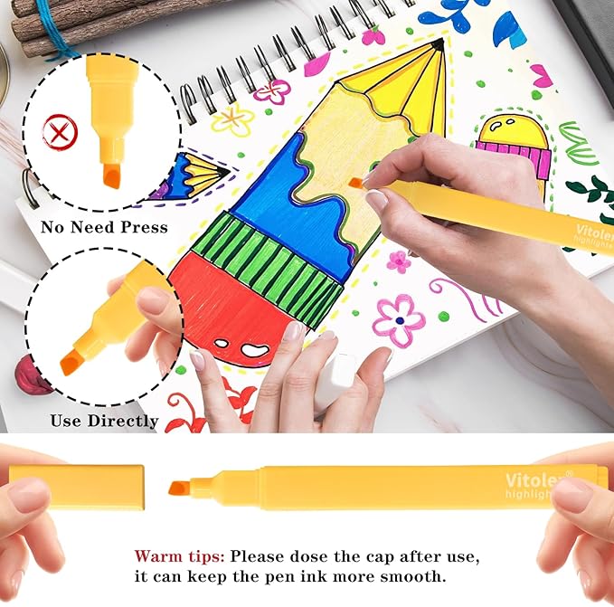 Piochoo Aesthetic Highlighters, 8 Pack Marker Pens, Assorted Color Highlighters,Cute Pastel Highlighte, No Bleed Highlighte for Bible Journaling Planner Notes School Supplies