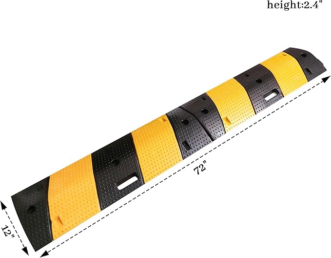 Speed Bumps for Asphalt Fold Rubber Speed Humps with Yellow Targets for Gravel Driveway Concrete Road, 1 Pack