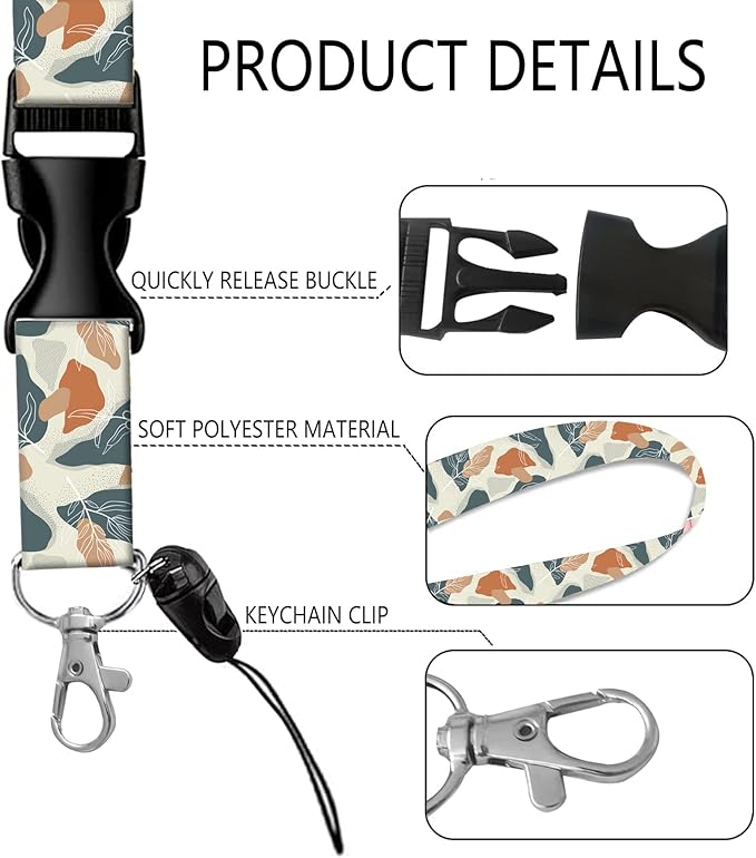 BLOCIT ID Badge Holder with Lanyard - Fashionable ID Card Holders with Retractable Lanyards - Soft Fiber Metal Clip Sturdy Buckle for Key Wallet - Work Nurse Teacher (Desert Leaf)