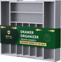 ROYAL CRAFT WOOD Luxury Bamboo Kitchen Drawer Organizer - Silverware Organizer - Utensil Holder and Cutlery Tray with Grooved Drawer Dividers for Flatware and Kitchen Utensils (9 Slot, Gray)
