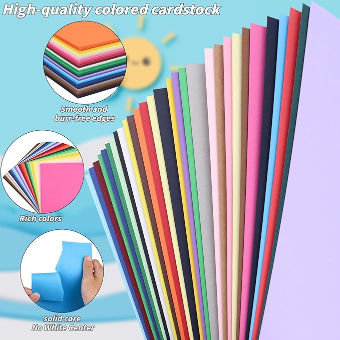 Oleitodh 600 Sheets Colored Paper 30 Colors, 8.5x11 Construction Paper Assorted Colors, 180gsm/65lb colored cardstock for Crafts, Printing, Card Making, Office, Cricut, Scrapbook