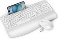 Wireless Keyboard and Mouse Combo, Wave Keys Full-Sized Ergonomic Keyboard with Cushioned Plam Rest, Phone Holder, Comfortable Natural Typing, 2.4G Cordless Set for Computer, Laptop, PC, Mac, Windows