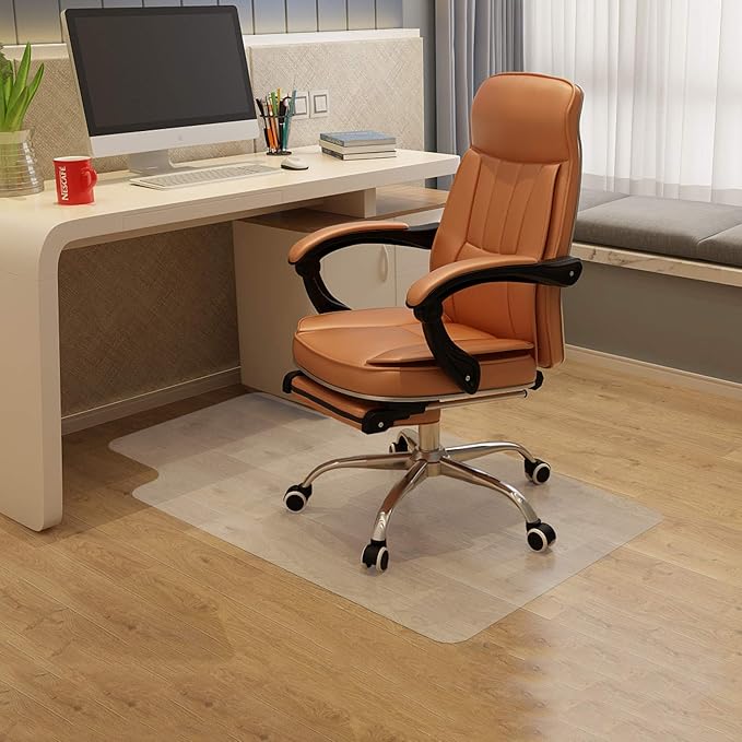 Office Chair Mat for Hardwood Floor, 48”x 30” Vinyl Desk Chair Mat Clear Floor Protector Mat for Rolling Chair Office & Home, Easy Glide and Flat Without Curling