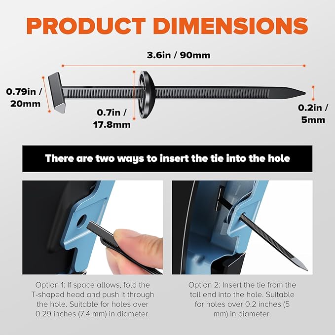 100PCS Upgrade 3D Easy to Fold T Head Nylon Universal Cable Tie Buckle,Grip Auto Zip Tie Buckles, Automotive Zipper Clips Self-Locking UV-Resistant Fasteners for Car Fender Trunk Bumper Repair