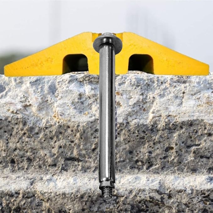 6 Feet Rubber Speed Bumps 1 Pack 2 Channel 27000Lbs Load Capacity 72" Traffic Speed Humps with 4 Bolt Spike for Asphalt Concrete Gravel Driveway