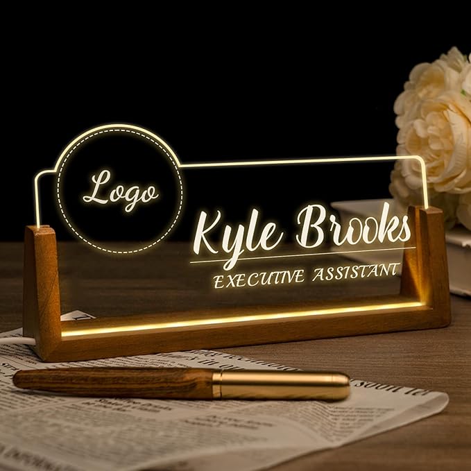Desk Name Plate Personalized, Office Name Plate for Desk, Desk Decorations for Women Men Office - Light Up Name plate, Employee Appreciation Gifts for Coworkers