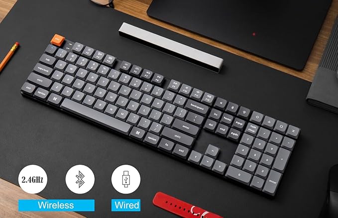 Keychron K5 Max Ultra-Slim Wireless Custom Mechanical Keyboard, QMK/VIA Programmable 3-Mode Bluetooth/2.4 GHz/Wired with RGB Backlight Low Profile Gateron Brown Switch, PBT Keycaps for Mac Win Linux