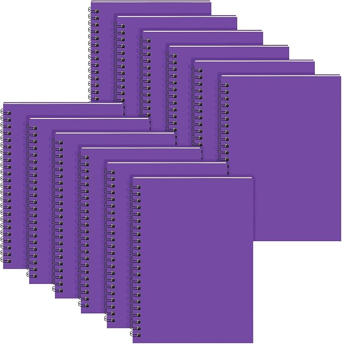 Yahenda 6 Pcs Spiral Notebook Bulk A5 Journal Lined 8.3'' x 5.5'' Writing Composition Paper Small Notepad Subject Notebook for Students Office Business Back to School Supplies (Purple)