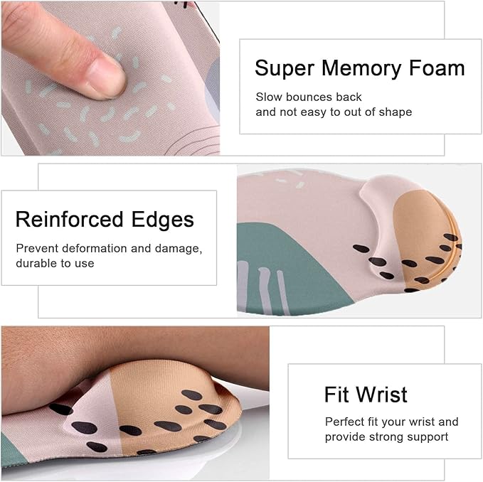 Lateefah Mouse Pad with Wrist Rest, 3-in-1 Gaming Mouse Pad, Keyboard Wrist Rest, Ergonomic Memory Foam Mousepad with Wrist Support for Computer Keyboard