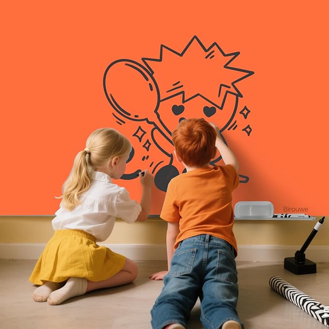 Magnetic Glass Whiteboard - Glass Dry Erase Board 48"x36" Large Frameless Glass Board for Walls Office School and Home, Orange