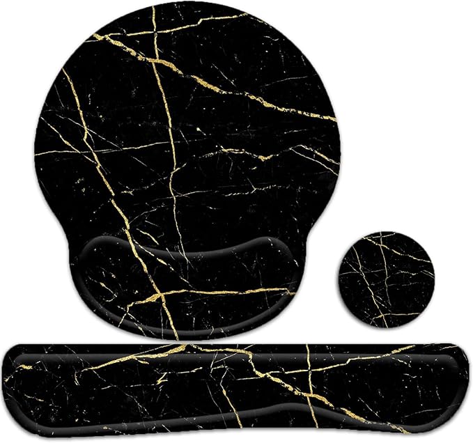 Keyboard Wrist Rest and Mouse Pad, Ergonomic Memory Foam Mouse Pad Wrist Support, Non-Slip & Pain Relief Mouse Pad and Keyboard Wrist Support, Comfortable Mousepad with Wrist Rest for Game, Office