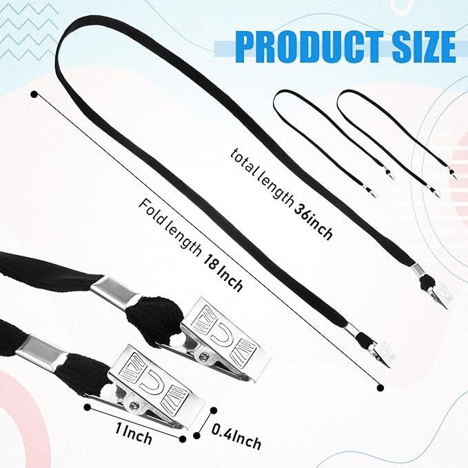 Patelai 800 Pack Double Clip Lanyards Bulk Face Mask Lanyard Twist Free 2 Hook Design Adjustable Badge Neck Strap for ID Name Badge Holder School Conference Office Class Essential (Black)