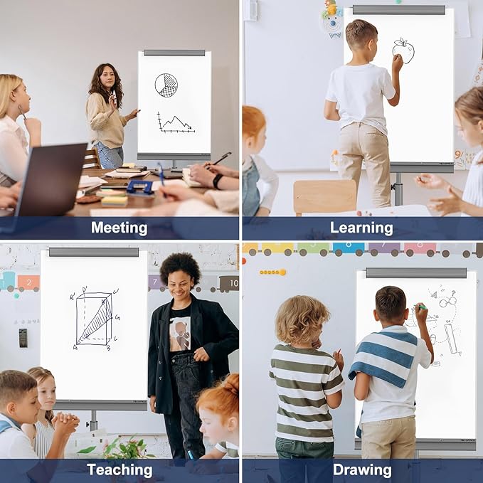 TSJ OFFICE Mobile Standing Whiteboard - 40 x 26 Inches Dry Erase White Board Tripod Whiteboard with Rolling Stand Flipchart Easel Height Adjustable