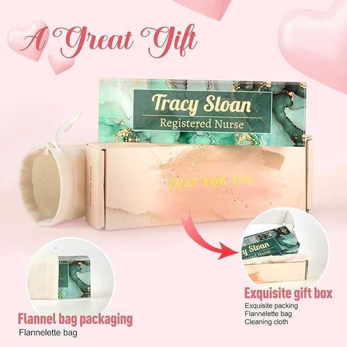 Desk Name Plate Personalized, Custom Name Plates for Desks, Office Desk Decor, Blue Butterfly Clear Acrylic Glass Block, Personalized Office Gifts for Women Men Boss Teacher Coworker Appreciation Gift