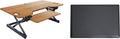 Rocelco 46" Large Height Adjustable Standing Desk Converter with Anti Fatigue Mat BUNDLE - Quick Sit Stand Up Triple Monitor Riser - Retractable Keyboard Tray - Teak Wood Grain (R DADRT-46-MAFM)