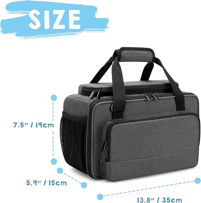 Marker Storage Bag Marker Case Organizer Hold up to 216 Markers, Carrying Case with Shoulder Strap and Handle, with Dividers and Easy Cleaning Liner (Markers Length up to 5.1"/13 cm), Grey