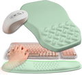 2-in-1 Ergonomic Set, Wave Keyboard Wrist Rest and Massage Slope Mouse Pad Wrist Support, Rebound Memory Foam for Relieve Carpal Tunnel Syndrome and Wrist Pain (Light Green)