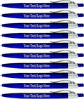 SyPen Personalized Pens With your Custom Logo or Text-500 Pack Bulk-for Businesses, Parties, and Events, Custom Printed Ballpoint Click Pens, Translucent Barrel, Blue Pen, Black Ink