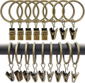 LLPJS 100 Pack Curtain Rings with Clips, Curtain Clip Rings Hooks, Bow Hanger Clips for Hanging Drapery Drapes Bows, Ring 1.26 inch Interior Diameter, Fits up to 1" Rod, Bronze