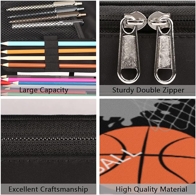 Basketball Pencil Case Basketball Slam Duck Large Capacity Pencil Pouch Simplicity Pencil Box Pencil Bag Pen Case Large Stationery Organizer Bag with Zipper for Kids Boy Girls School Office Supplies