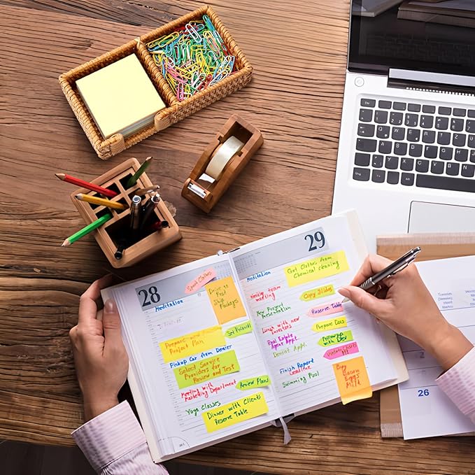 3 x 3 Inch Sticky Note Holder,Rattan Post It Note Dispenser,2 Slot Sticky Note Dispenser,Wicker Post It Holder for Home Office Desk Decor,Honey Brown