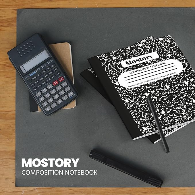 MOSTORY Pack of 50 Bulk Composition Notebook - Wide Ruled 200 Pages (100 Sheets), Size 7.5" x 9.75", Bulk School Supplies, Office, Bulk Notebooks for School, Writing Journal Notebook with Lined Paper