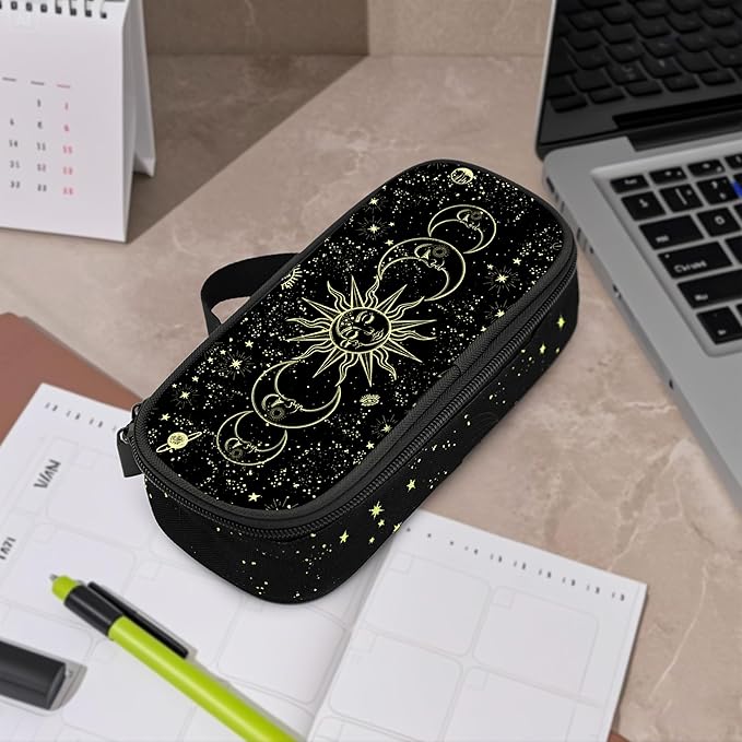 Moon Sun Pencil Case Pencil Pouch Large Capacity Pen Bag School Office Organizer Stationery Storage Box For Girls Boys Teen Kids