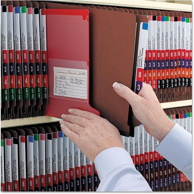 Smead 100% Recycled End Tab Pressboard Classification File Folder with SafeSHIELD Fasteners, 2 Dividers, 2" Expansion, Legal Size, Red, 10 per Box (29860)